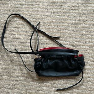 MANSUR GAVRIEL Lambskin Mini Protea Bag in Black and Flamma.